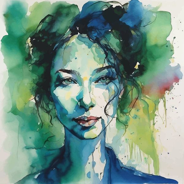 Peinture aquarelle minimaliste d'une femme abstraite par MIROKKU