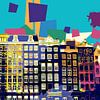 Pop-art Amsterdamse grachtenpandjes een kleurrijk stadsbeeld van Dutch Art Works