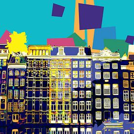 Amsterdam canal houses in Pop-art style