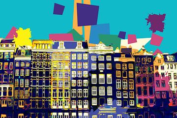Amsterdam canal houses in Pop-art style by John van den Heuvel