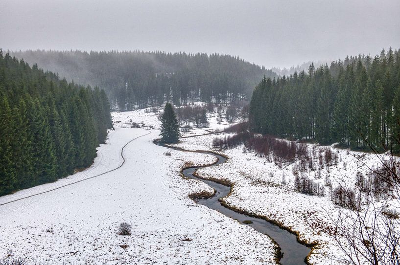Le rocher du Bieley in de sneeuw van Jim De Sitter