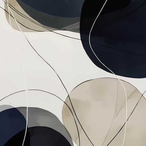 Harmonie in Beige: Abstracte Vormen en Verbindingen