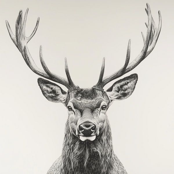 Noble red deer - Classic pencil art by MArt
