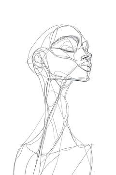 Einzeilige Zeichnung einer Frau im Klee-Stil. von Jan Bechtum