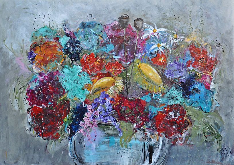 Vase mit Blumen von Kunstenares Mir Mirthe Kolkman van der Klip