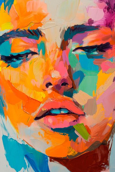 Kleurrijke expressiviteit van een gezicht van Poster Art Shop