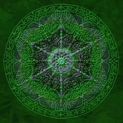 Mandala, groen, met verdikte lijnen