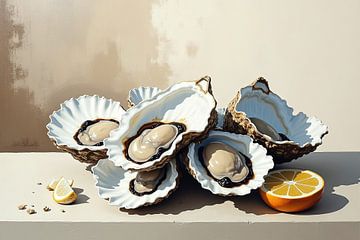 Stilleven met oesters van Wandbilder-Shop