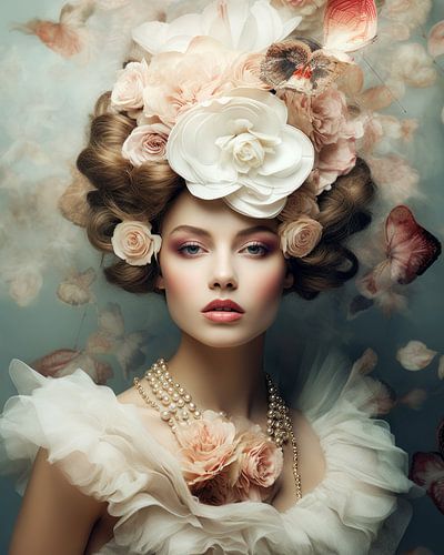 Digital art portret in pastelkleuren: 