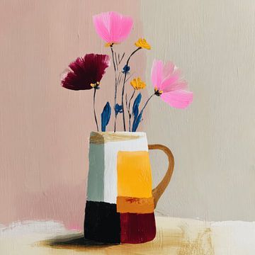 Colourful vase with flowers