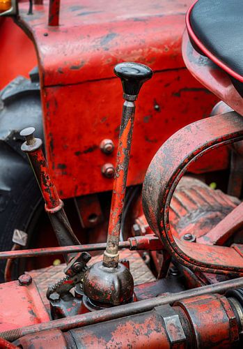 Detail van de motor van een oude tractor