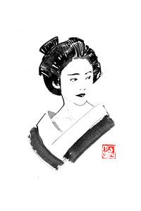 kijkend naar geisha van Péchane Sumie