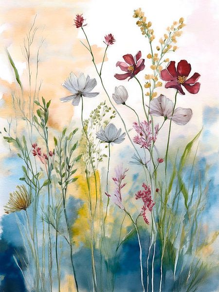 Moderne botanische Malerei: Wildblumen von Studio Pieternel