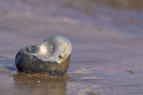 Herzförmiger Stein am Meer