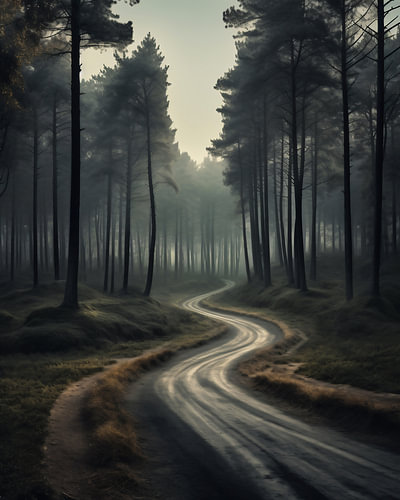 Ambiance brumeuse dans la forêt