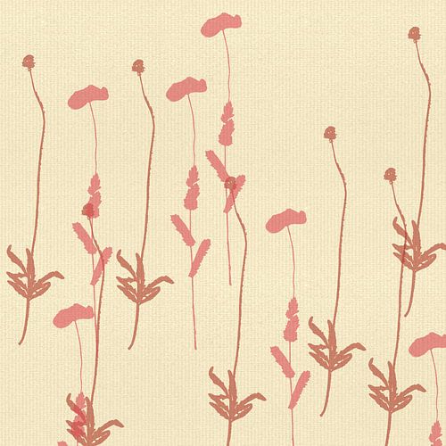 Minimalistische botanische kunst met klaprozen op gebroken wit