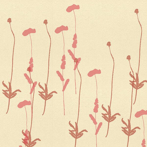 Minimalist botanical art with poppies on off-white by Dina Dankers