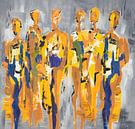 Yellow People of Color | Geel Schilderij met Figuren van Kunst Kriebels thumbnail