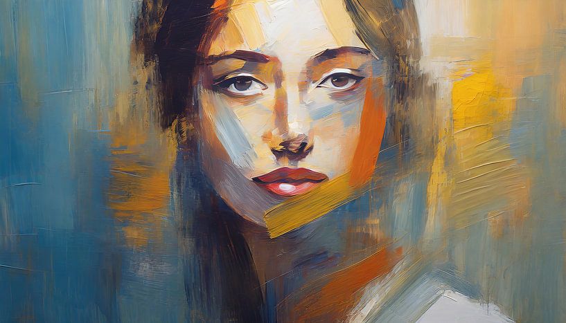 Colourful abstract portrait of female face by Maarten Zeehandelaar
