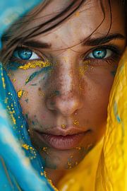 AI portrait with colours of Ukrainian flag by Egon Zitter