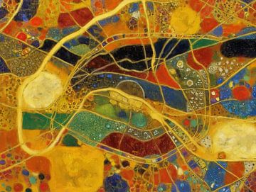 Stadskaart Parijs | Wereldsteden | Goud-Oranje van Map Art Studio