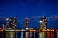 Avond, skyline Kop van zuid, Rotterdam.