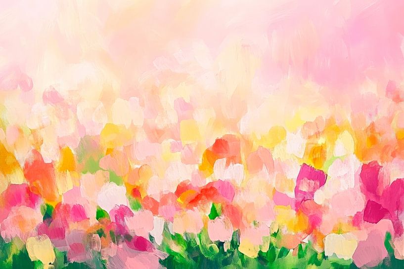 Kleurrijke bloemenweide in de lente van Poster Art Shop