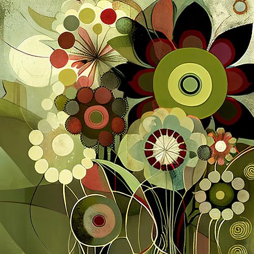 Fleurs abstraites vertes