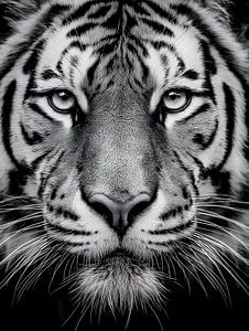 Tiger – Kraftvoller Blick im Schwarzweiß
