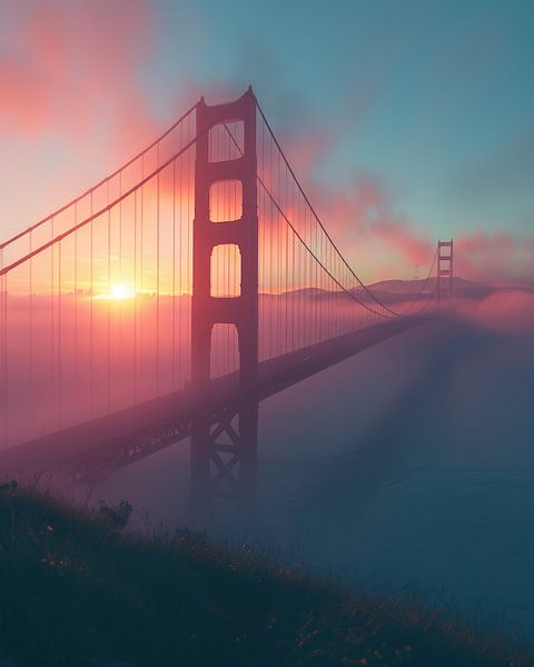 Uitzicht op de Golden Gate Bridge van fernlichtsicht