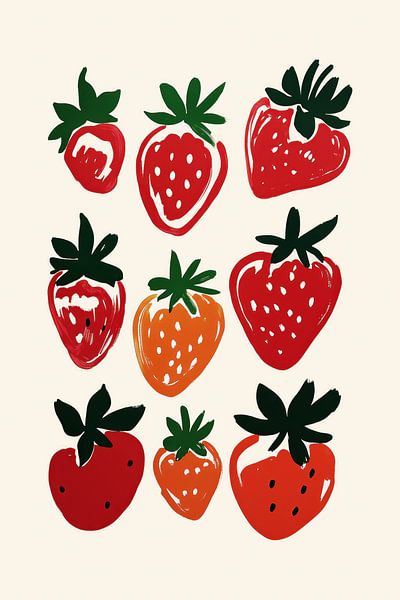 Illustrations de fraises par Melloi Art Prints