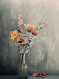 Stilleben mit Blumen im japanischen Stil von Japandi Art Studio