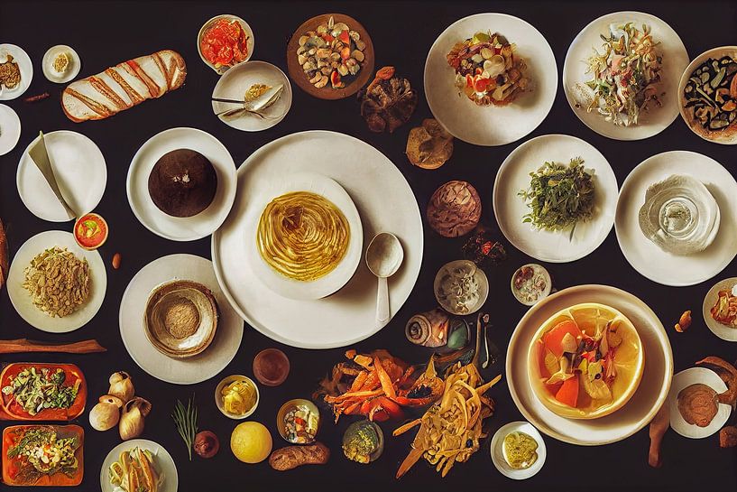 Table avec différents aliments Illustration par Animaflora PicsStock