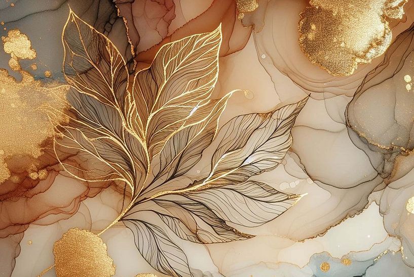 Abstract in pink and gold. (1) by Ineke de Rijk