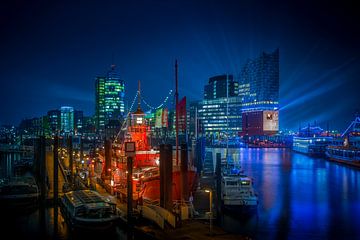 Fotografie Hamburg Architektur - Nachtaufnahme vom Hamburger Hafen