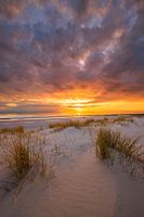 A beautiful sunset on the beach near Westerschouwen on Schouwen Duivenland in Zeeland. The last warm