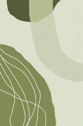 Moderne abstracte minimalistische vormen in saliegroen grijs en wit V