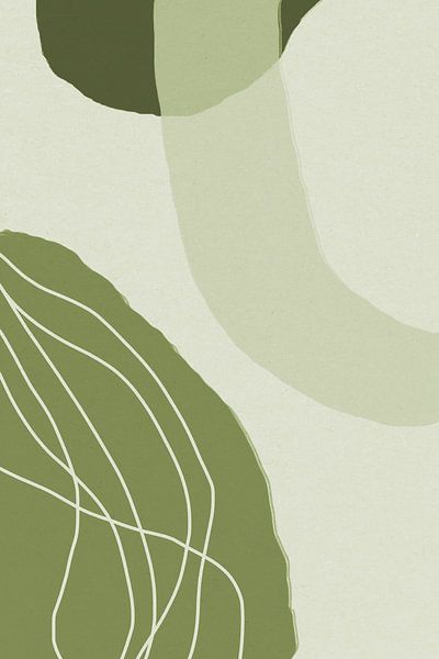 Modern abstract minimalist  shapes in sage green gray and white  V by Dina Dankers