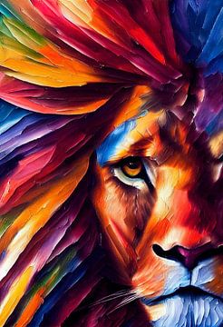 Colorful portrait of a lion by Whale & Sons