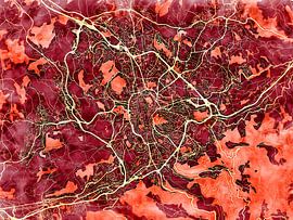 Map of Saint-Étienne with the style 'Amber Autumn' by Maporia