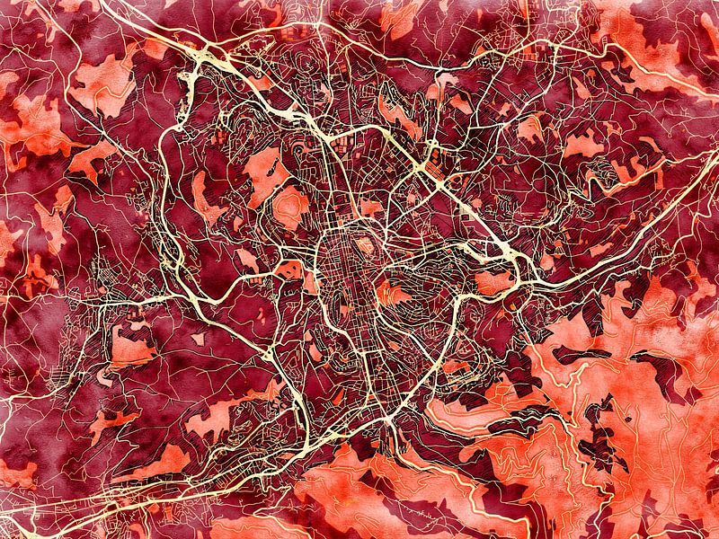 Kaart van Saint-Étienne in de stijl 'Amber Autumn' van Maporia