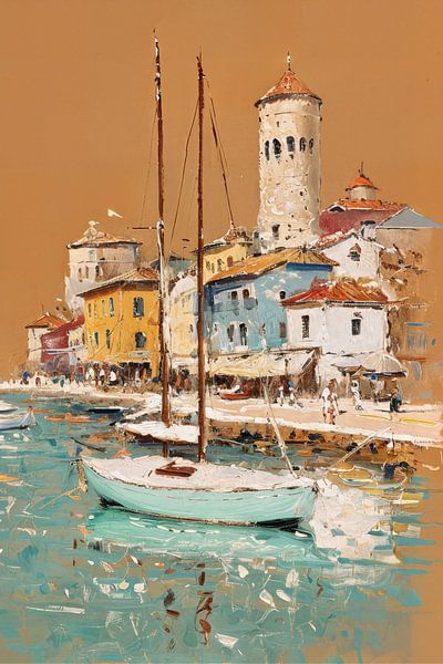 Ruhiges impressionistisches Küstendorf von Ljupka Kareska