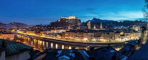 Salzburg city panorama in winter