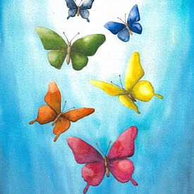 Colourful butterflies in chakra colours by Sandra Steinke
