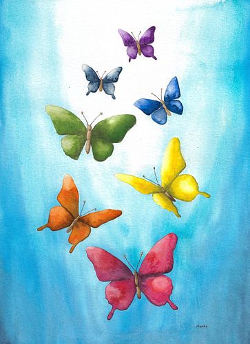 Kleurrijke vlinders in chakrakleuren