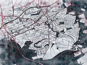 Karte von Böblingen im stil 'White winter'