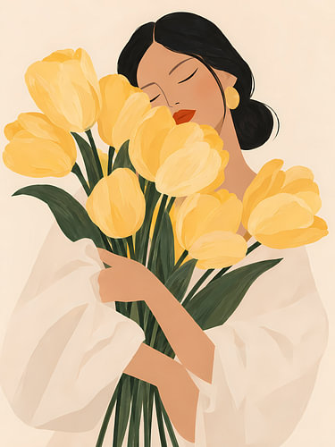 Vrouw met gouden tulpen
