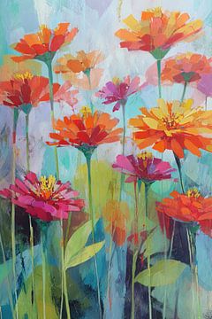 Bloemen Schilderij | Vrolijke Bloemen in Kleuren van I ❤ Bloemen
