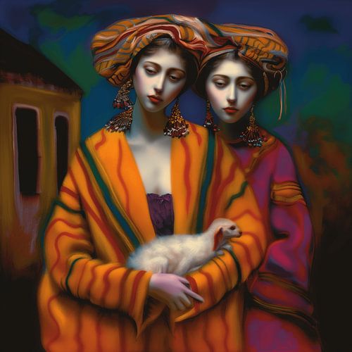 Vrouwen met gebreide kleding