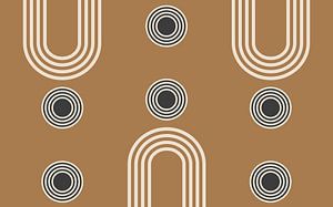 Regenbogen Sonne Beige Braun Retro Abstrakt